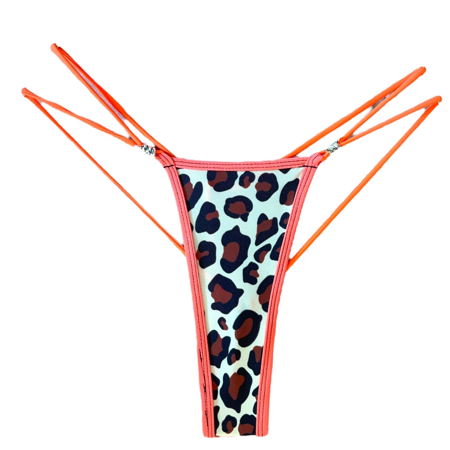 Orange + Leopard Print Microkini with Barbed Wire Charms - EXOTIC DANCEWEAR