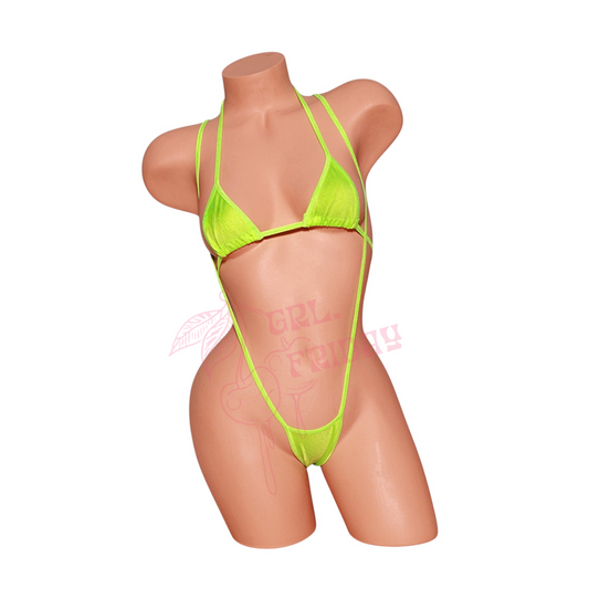 Lime Green Micro Slingshot Bikini Set - EXOTIC DANCEWEAR