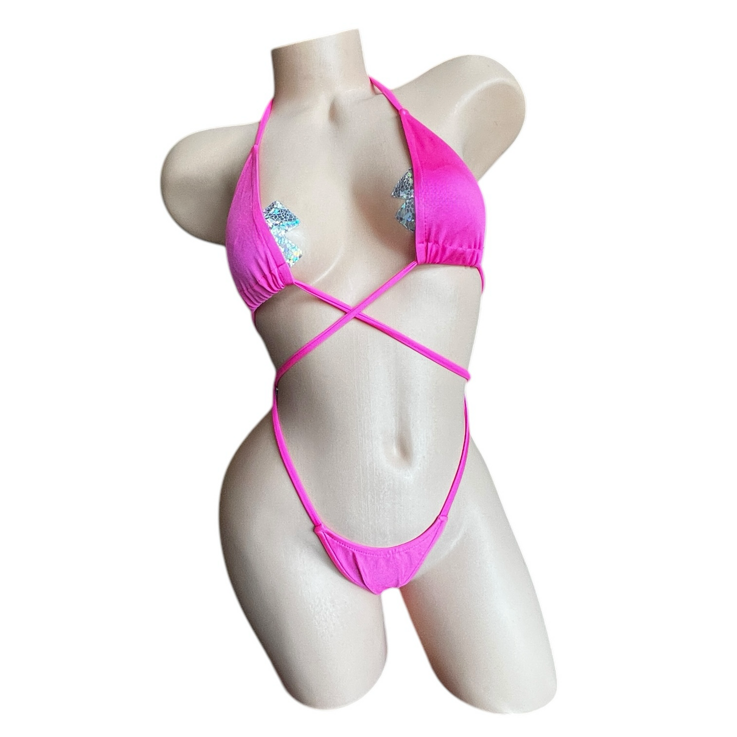 Basic Hot Pink G String Thong Bikini Set - Microkini - EXOTIC DANCEWEAR