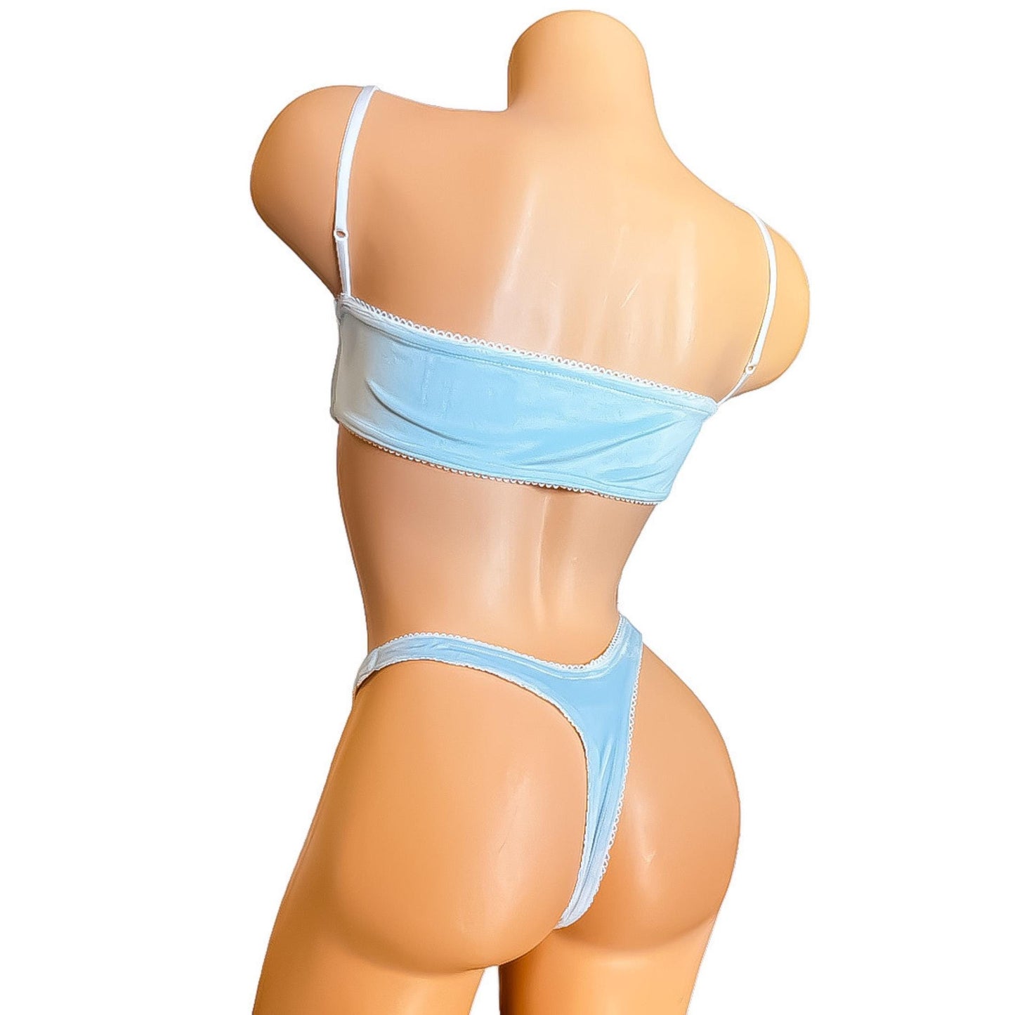 Juicy C0uture Velour Thong Bikini Nanokini in Pink, Blue + Lavender - EXOTIC DANCEWEAR