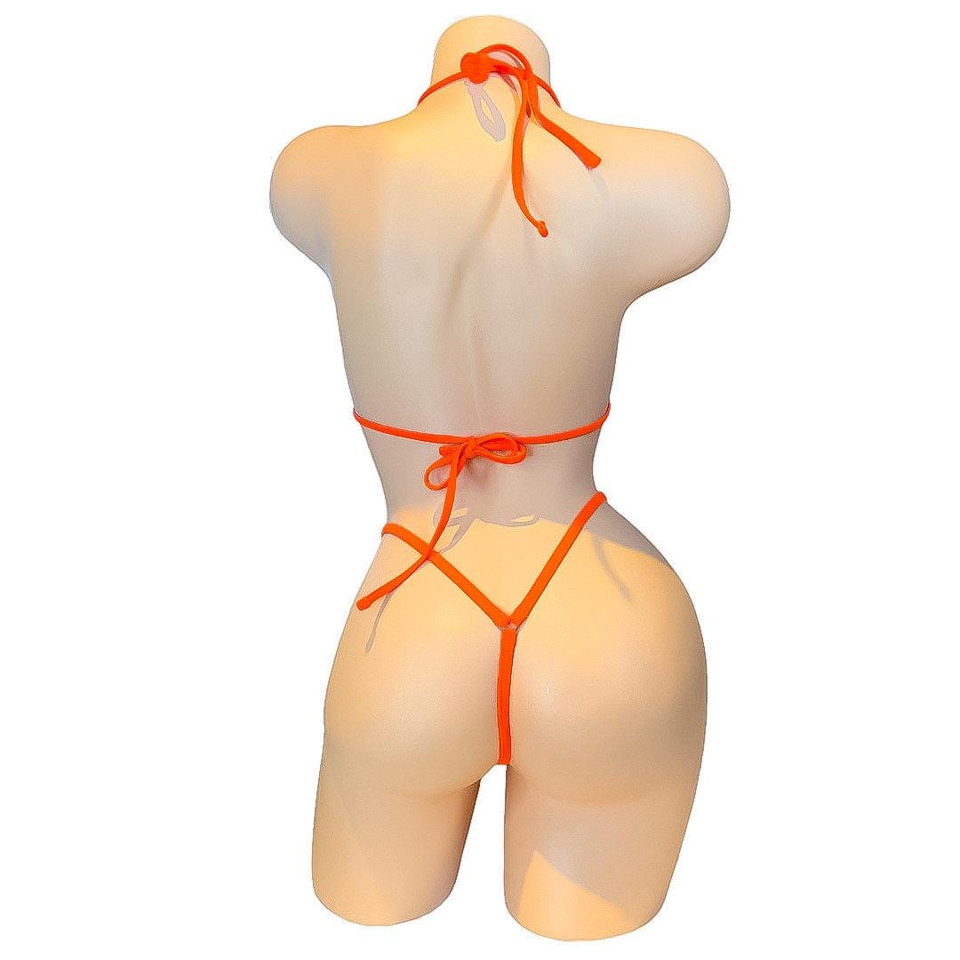 Bright orange rhinestoned charm microkini - exotic dancewear