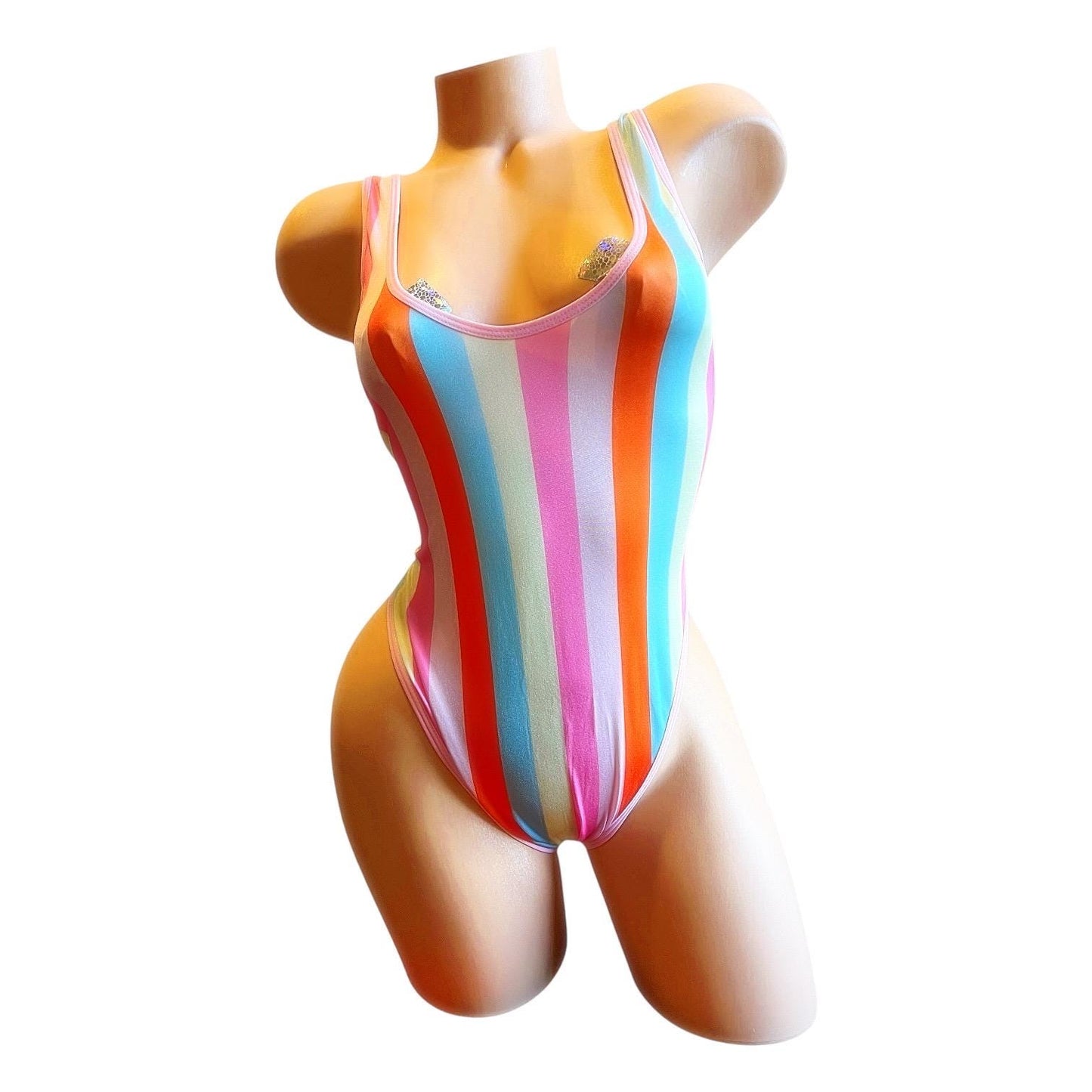 Candy Rainbow Thong One Piece Monokini - EXOTIC DANCEWEAR