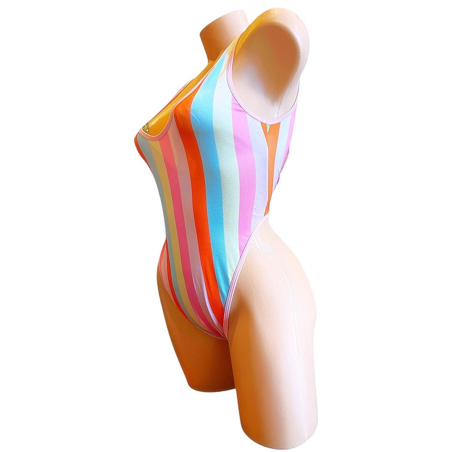 Candy Rainbow Thong One Piece Monokini - EXOTIC DANCEWEAR