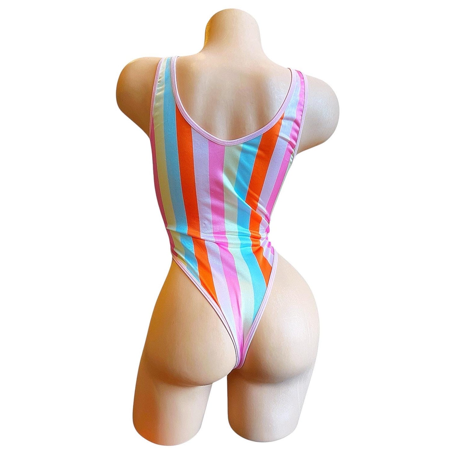 Candy Rainbow Thong One Piece Monokini - EXOTIC DANCEWEAR