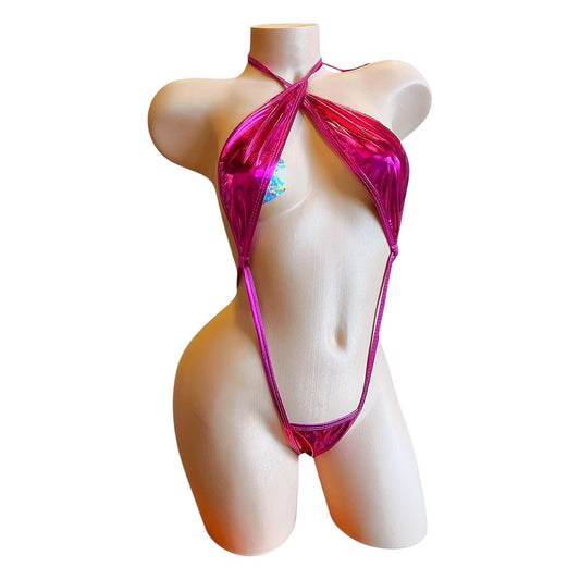 Metallic Fuchsia Slingshot Bikini - EXOTIC DANCEWEAR