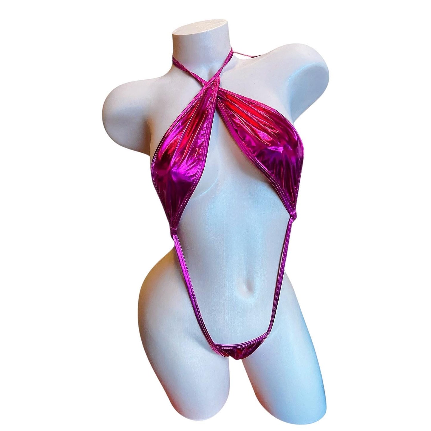 Metallic Fuchsia Slingshot Bikini - EXOTIC DANCEWEAR