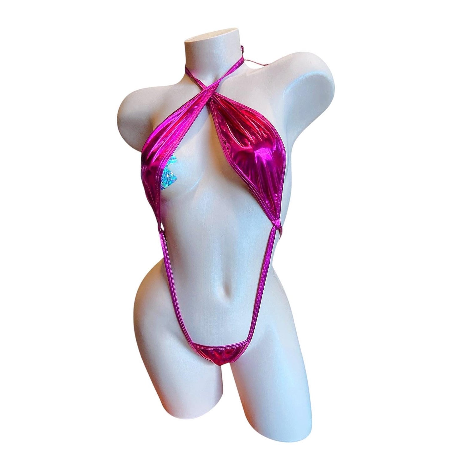 Metallic Fuchsia Slingshot Bikini - EXOTIC DANCEWEAR