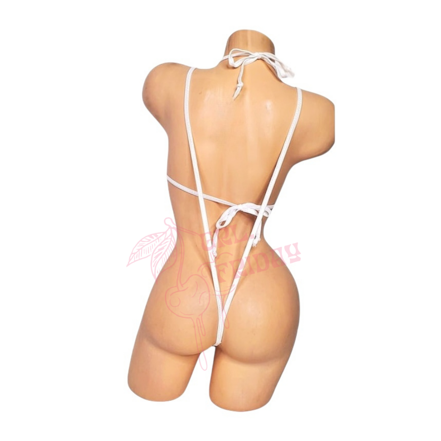Pink + White Striped Micro Slingshot Bikini Set - EXOTIC DANCEWEAR