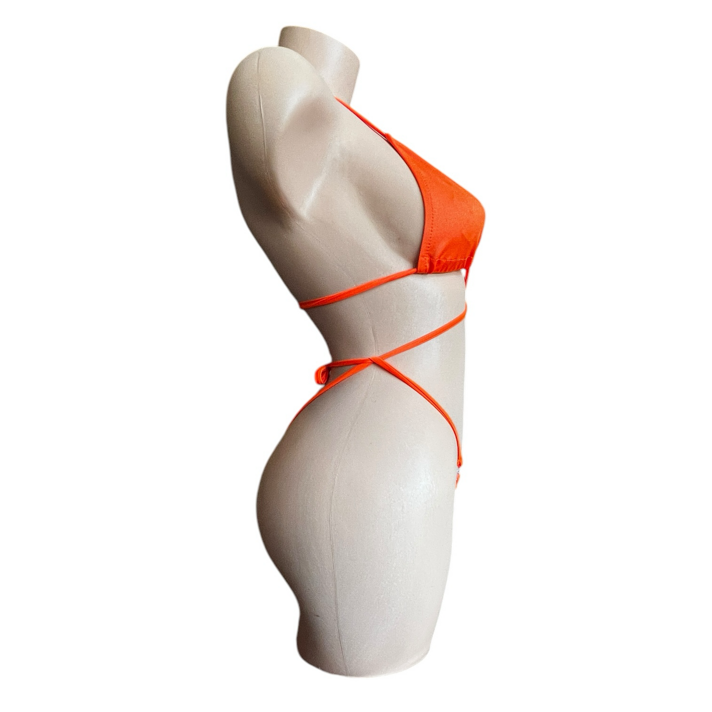 Basic Orange G String Thong Bikini Set with Clear Plastic Quick Removal Clasps - Microkini - EXOTIC DANCEWEAR