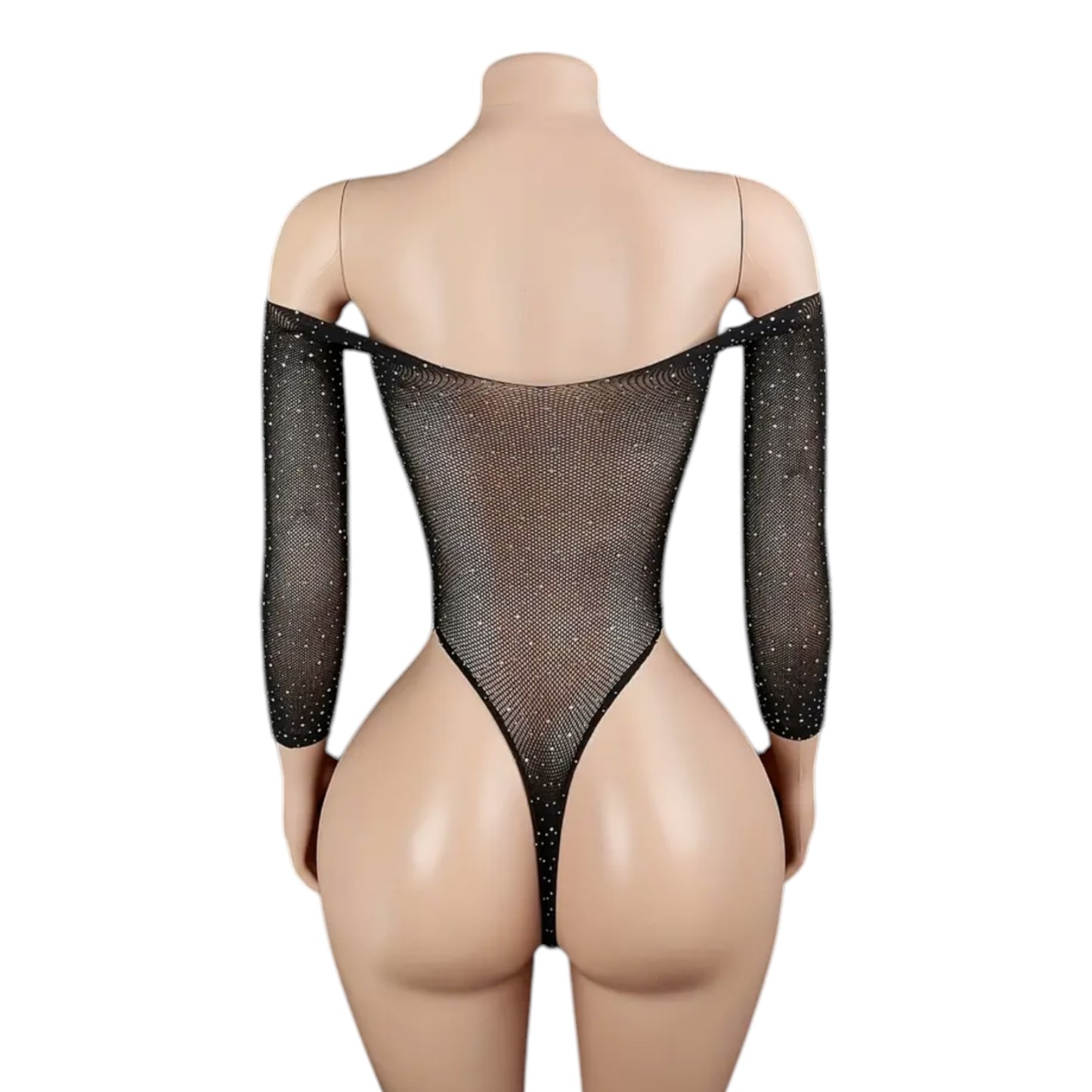 Black Rhinestoned Fishnet Bodysuit - EXOTIC DANCEWEAR