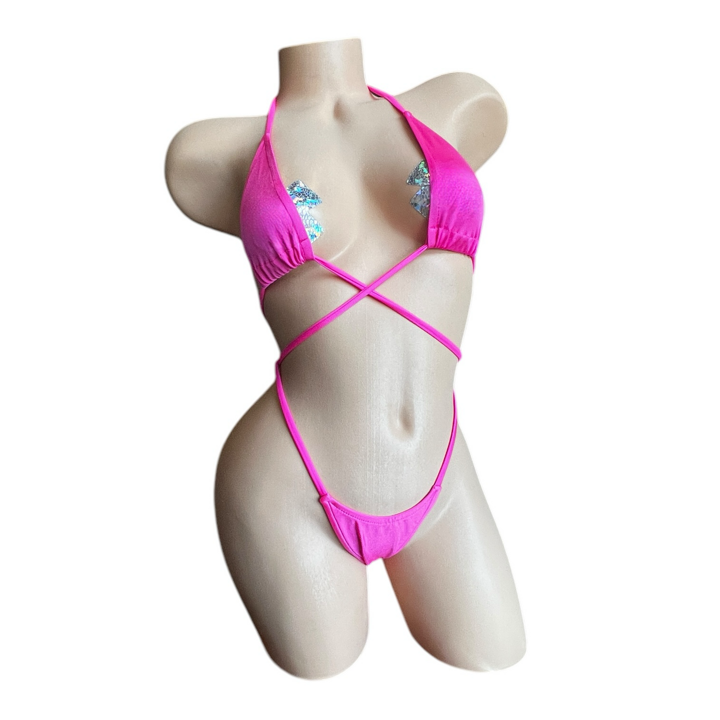 Basic Hot Pink G String Thong Bikini Set - Microkini - EXOTIC DANCEWEAR