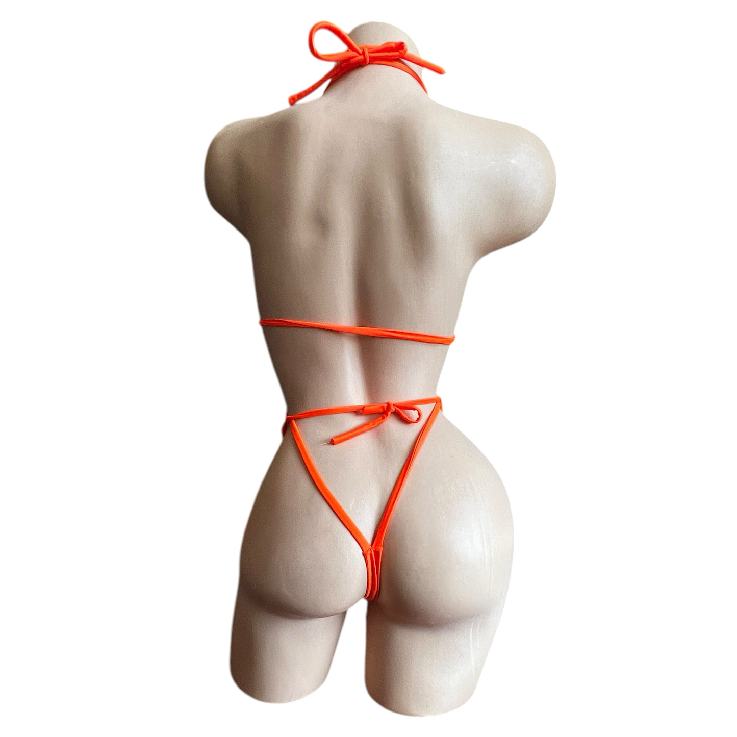 Basic Orange G String Thong Bikini Set with Clear Plastic Quick Removal Clasps - Microkini - EXOTIC DANCEWEAR