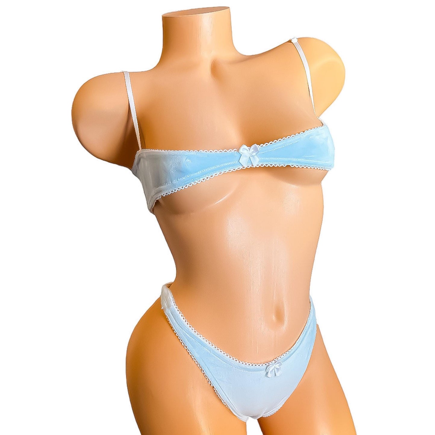 Pastel Blue Juicy C0uture Velour Velvet Thong Bikini Nanokini - EXOTIC DANCEWEAR