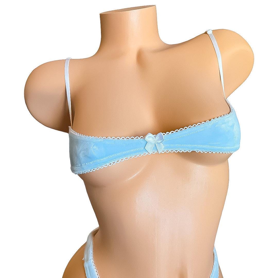 Pastel Blue Juicy C0uture Velour Velvet Thong Bikini Nanokini - EXOTIC DANCEWEAR